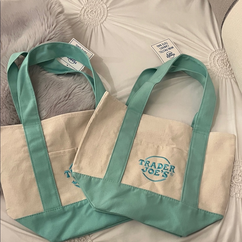 Cream and Green Tote Bag